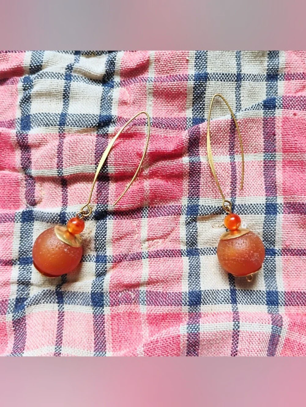 Double Carnelian Drop Earrings - Handmade